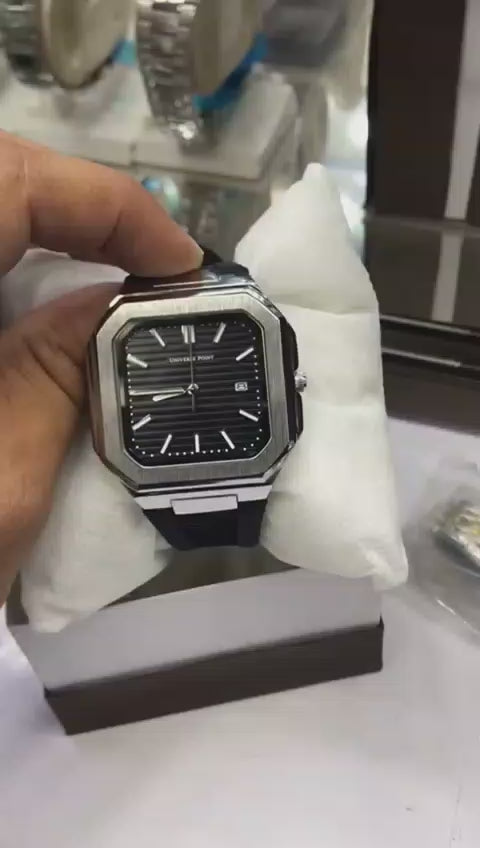 Universal Point UP 1988 ⌚ | Square Dial Leather Strap Watch 💼 | Water Resistant 3 ATM (With Box 🎁)